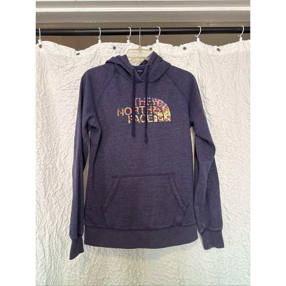 The North Face Hoodie Womens Medium Purple, Multi Color Logo Pullover Sweatshirt